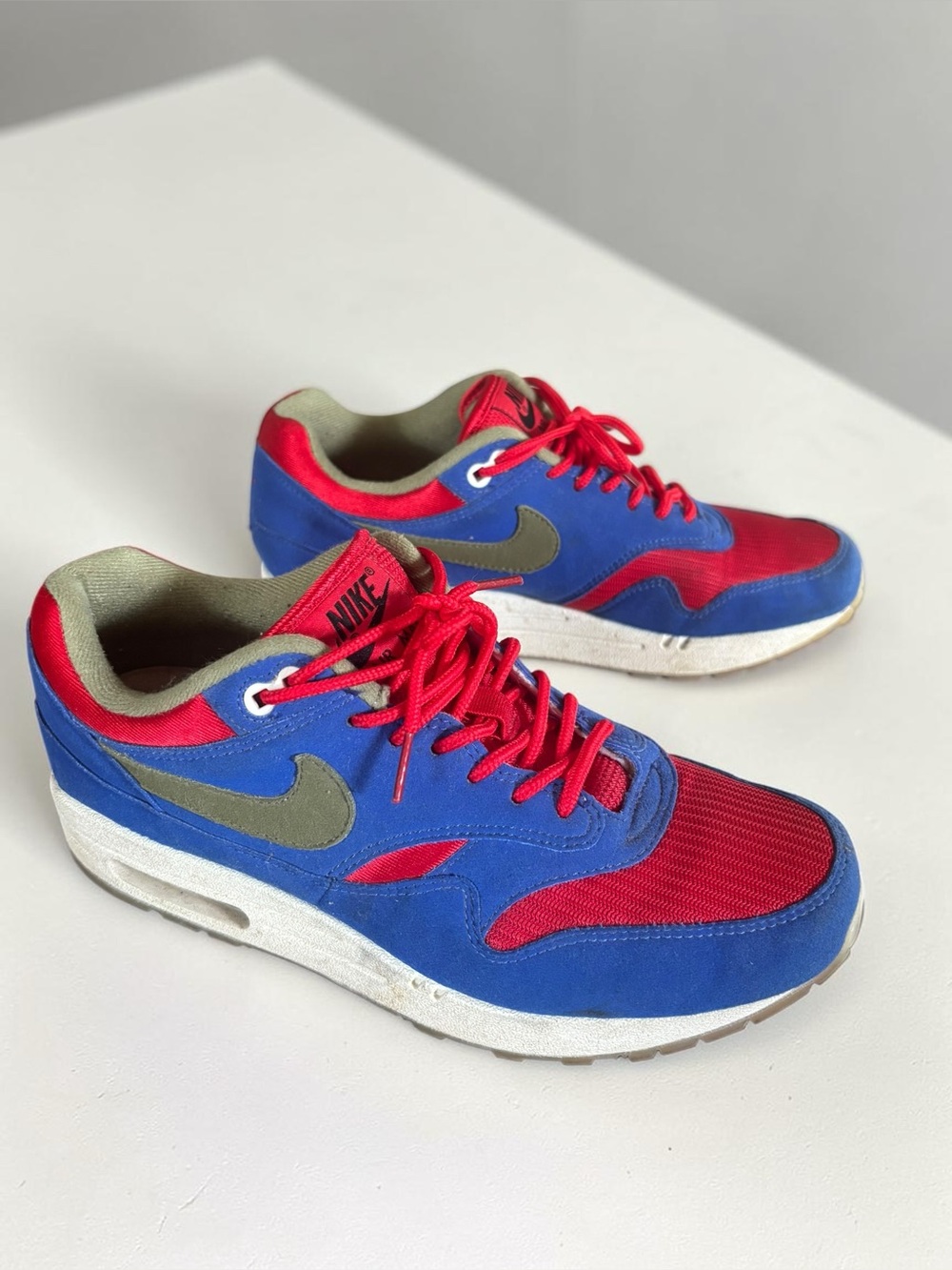 Nike Air Max 1 Essential Blue Red Sneakers Men's Size 9
